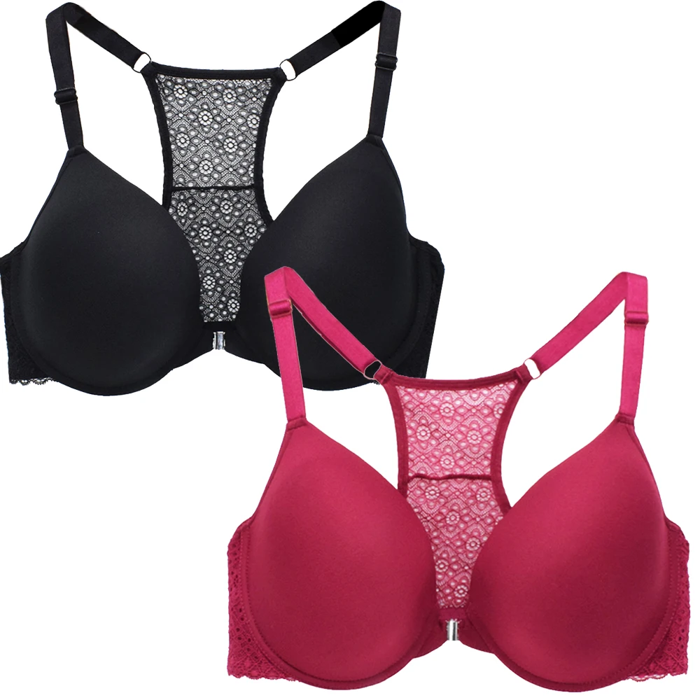 Front Closure Brassiere Plus Size Womens Back Bra Lager Bosom Sexy Lingerie BH Top Underwear C D E Cup 2