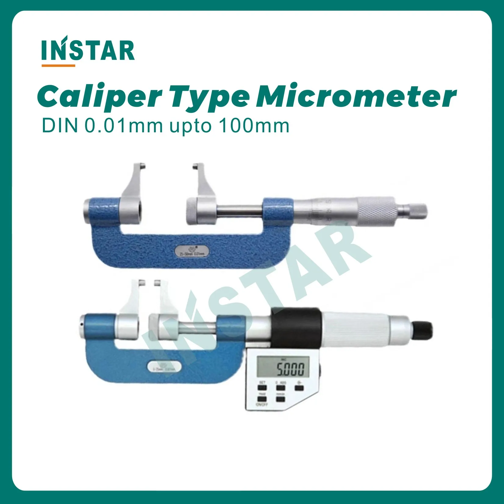 

Caliper Type Micrometer Digital 0-25mm x 0.001mm, 25-50mm, 50-75mm,75-100mm DIN Standard Industrial Quality Outside Gage