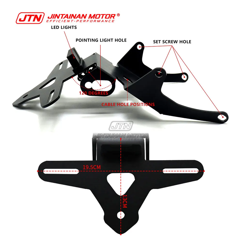 JTN CB650R CBR650R CB1000 HORNET 번호판 홀더 오토바이 LED 라이트 리어 숏 테일 스톡 라이센스 (혼다 2021-2026년식 호환)