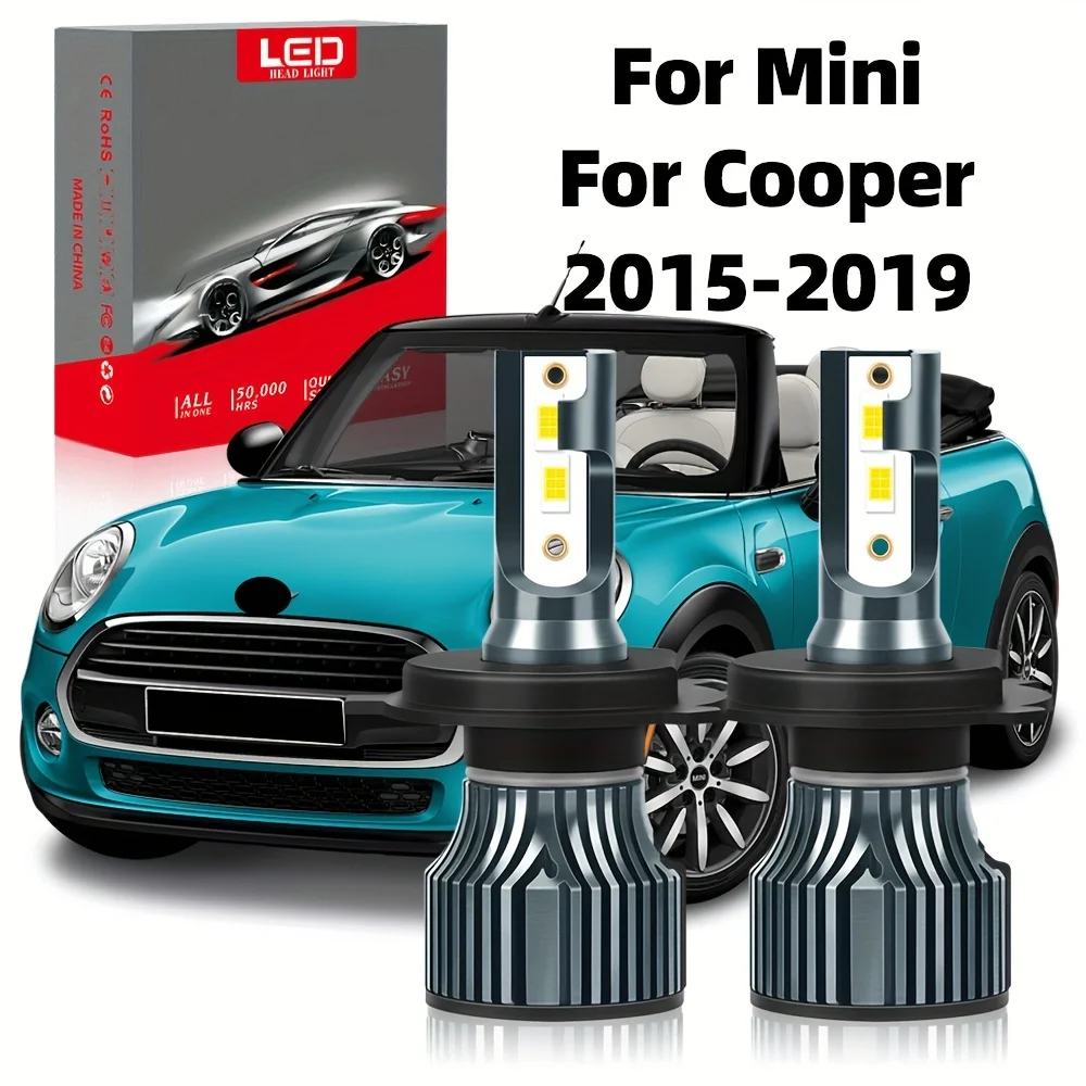 LED 12-24V Plug-N-Play 60000hrs Lifespan 2pcs Fit For Mini Cooper (2015-) High Low Beam 6500K