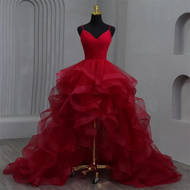 Quinceanera Dresses quinceanera dresses Ruffles V Neck Spaghetti Straps Sweet 15 Girls Short Front and Long Train