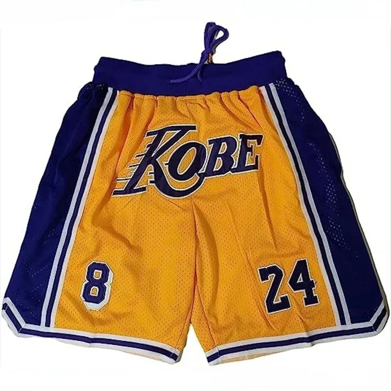 Men Basketball Sports Shorts Oversize Legend 24 Bryant Black MAMBA Embroidery High Street Hip Hop Breathable Middle Beach Pants
