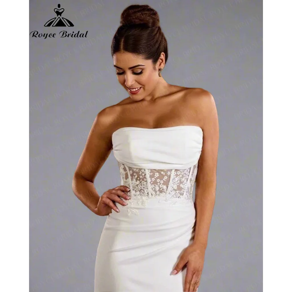 Abito da Sposa Roycebridal con Corsetto in Pizzo Trasparente, Vestito da Sposa a Sirena Aderente, Vestido De Novia con Ricami Floreali Personalizzati - immagine 3