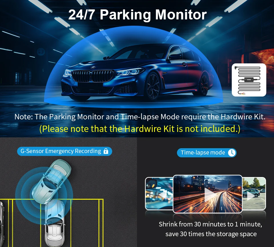 KAWA Dashcam MINI 3 Sprachsteuerung Winzig 2K 1296P Farbige Nachtsicht 24H Parküberwachung WIFI, G-Sensor, Superkondensator, Auto-DVR – Detail 10