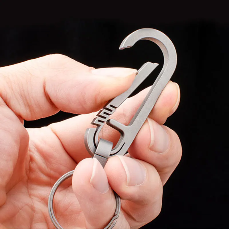 

1piece Titanium Alloy Keychain EDC with Titanium Keyring Quick Release Hook Portable Outdoor Helper Simple Fashion