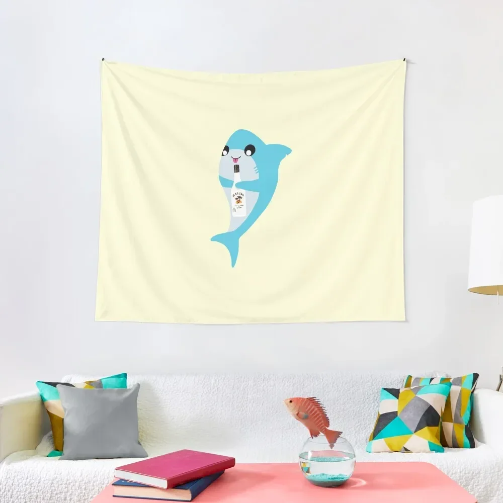

Shark Drinking Malibu Tapestry Room Decor Cute Room Decorations Aesthetic Wall Hanging Decor Home Supplies Tapestry