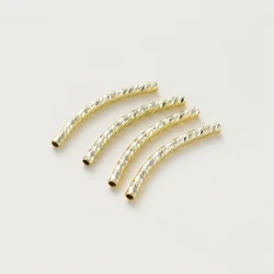 Elegant Curved Tube Bracelet Set - Gold & Silver Plated Brass Jewelry Crafting Supplies (20 Pieces) - 1.5 x 20mm (14K Gold)