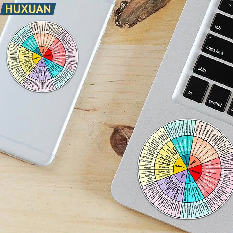 2Pcs Colorful Mood Wheel Sticker Quote Psychology Art Wall Decoration Laptop Scrapbooking Graffiti Decal Mental Emotion Stickers