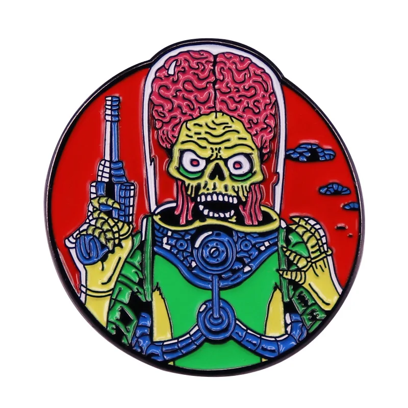 

Mars Attacks Alien Martian Cosplay Props Metal Badge Lapel Pin Alloy Backpack Brooch Accessories
