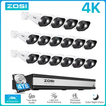 ZOSI 16CH 4K PoE Home Security Camera System 8MP NVR Set Outdoor Indoor Color Night Vision AI IP Camera Video Surveillance Kit 1