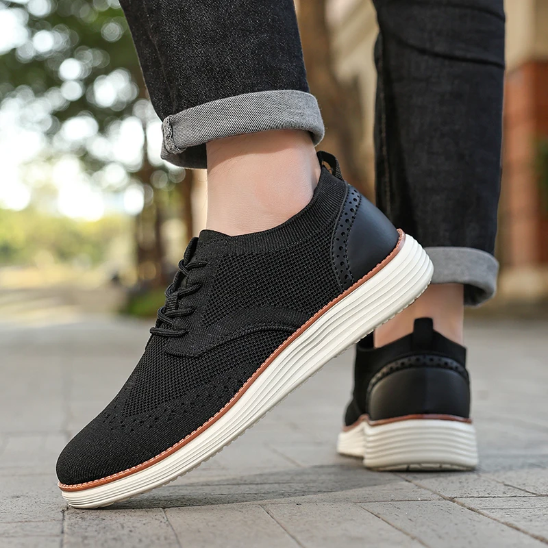 New Men Shoes Fashion Breathable Summer Mesh Men Casual Sneakers Oxfords Formal Business Shoes for Male Non Slip Dress
