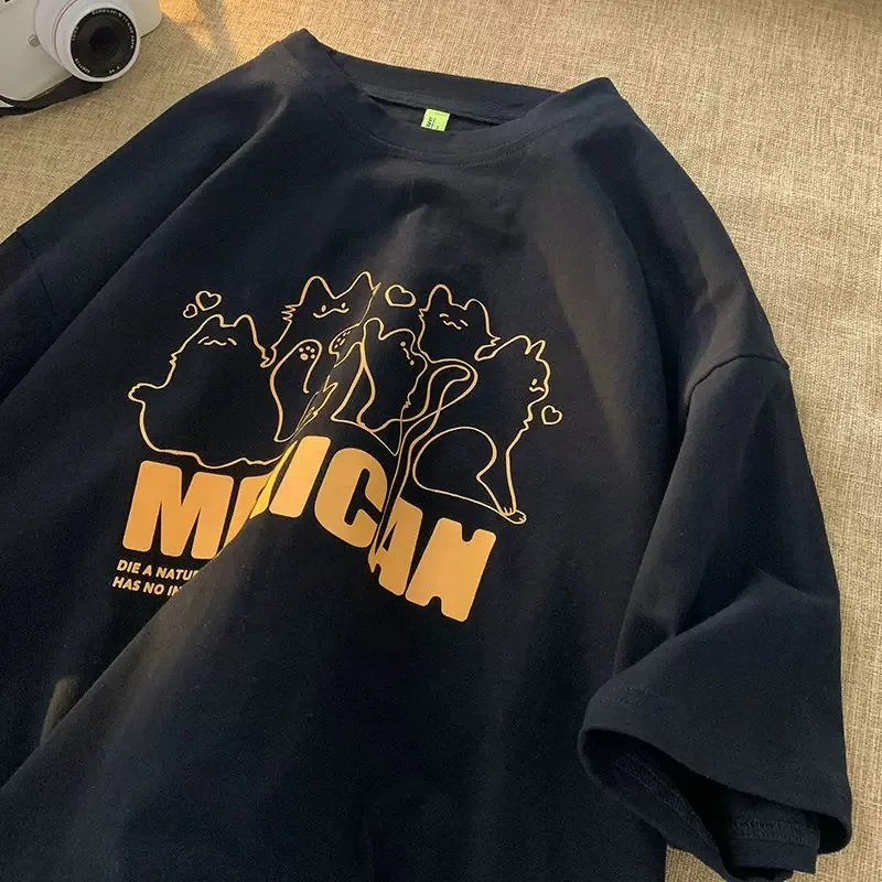 

Men's Summer Pure Cotton Social Short Sleeve Y2k T-shirts Anime Goth Oversized Fashion Harajuku Style Casual Vintage Clothing