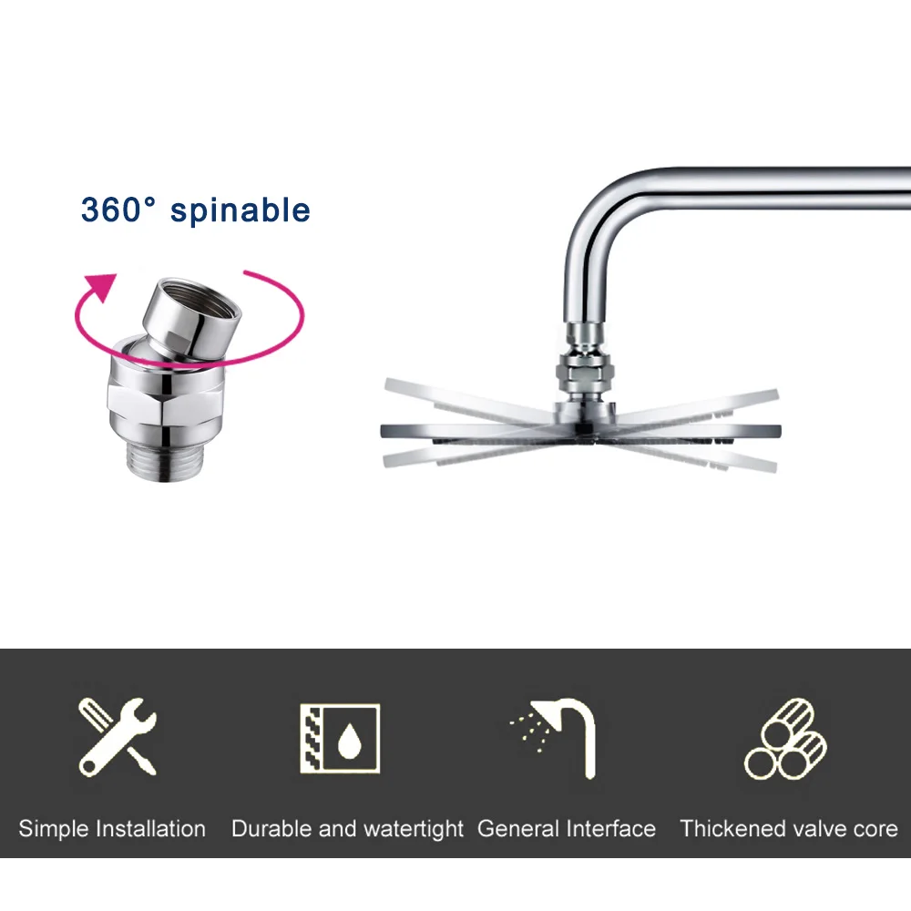 POHOVE Adaptateur De Joint à Rotule Pivotante Pour Pommeau De Douche, Connecteur à Rotule, Adaptateur D'angle De Douche, Matériel Universel Pour Pommeau De Douche