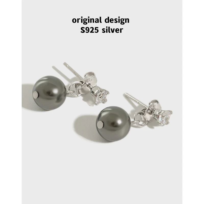 

European hot selling S925 sterling silver black and white pearl earrings for women fashion luxury banquet jewelry gifts