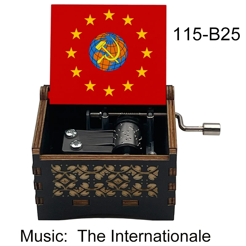 Black Wood The Internationale Music Box 18 Tones Musical Gifts For Senior Grandparent Commemorative Souvenir New Year Cute Decor