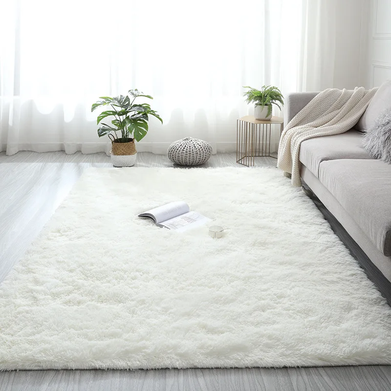 

Plush Carpet Suitable For Living Room White Soft Fluffy Carpets Bedroom Bathroom Non-slip Thicken Floor Mat Teen Room Decoration