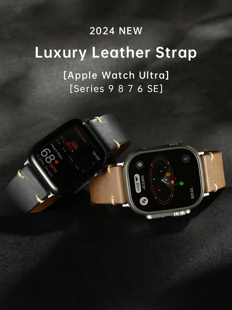 Роскошный кожаный ремешок для часов Apple Watch, ультра 49 мм, серия 9, 8, 7, 6, SE, 45 мм, 44 мм, 41 мм, 40 мм, аксессуары