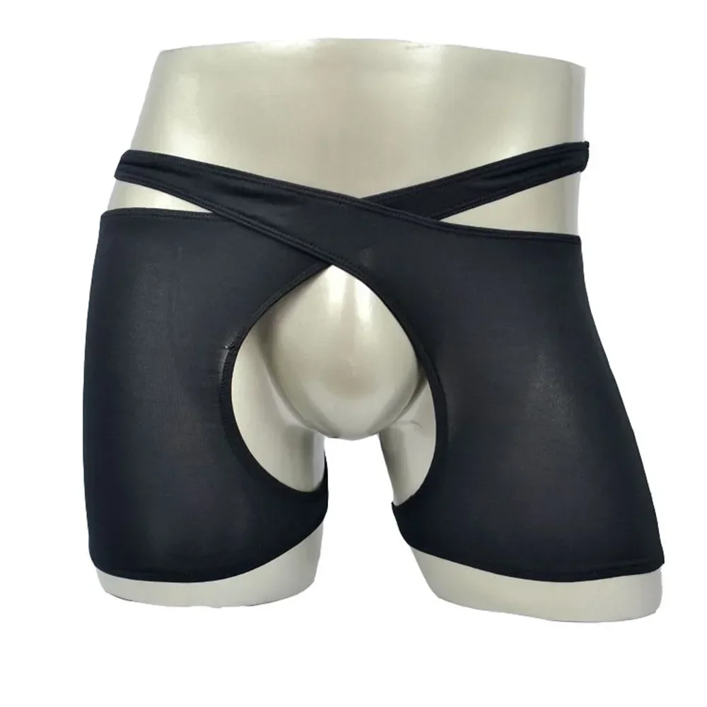 Novelty Man Sexy Cross Boxer Open Front Penis Hole Underwear Breathable Male Panties Gay Funny