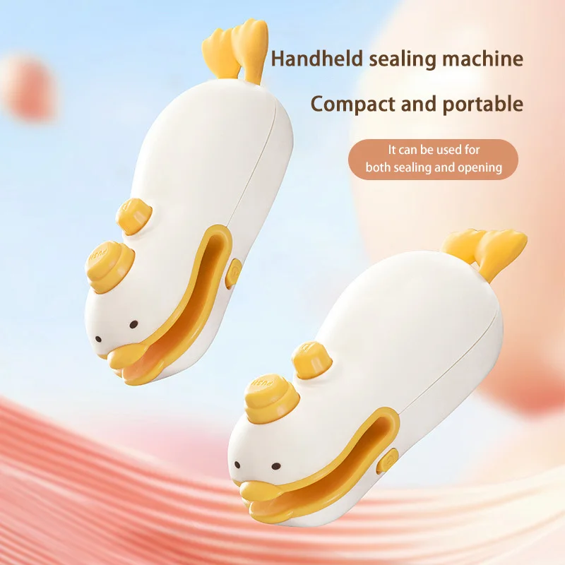 New Cute Duck Handheld Vacuum Sealer Magnetic Bag Sealer Rechargeable Portable Easy Use For Freshness 2 in 1 Mini Rechargeable 2