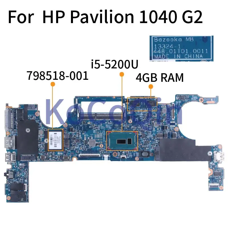 para hp Pavilion 1040 g2 I55200u 4gb Ram Notebook Mainboard 798518001 133241 Sr23y Ddr3 Computador Portátil Placa-mãe