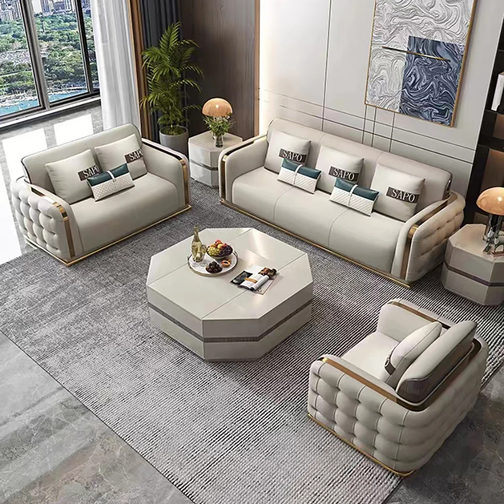 

Modern Luxury Living Room Furniture Genuine Leather Sofa