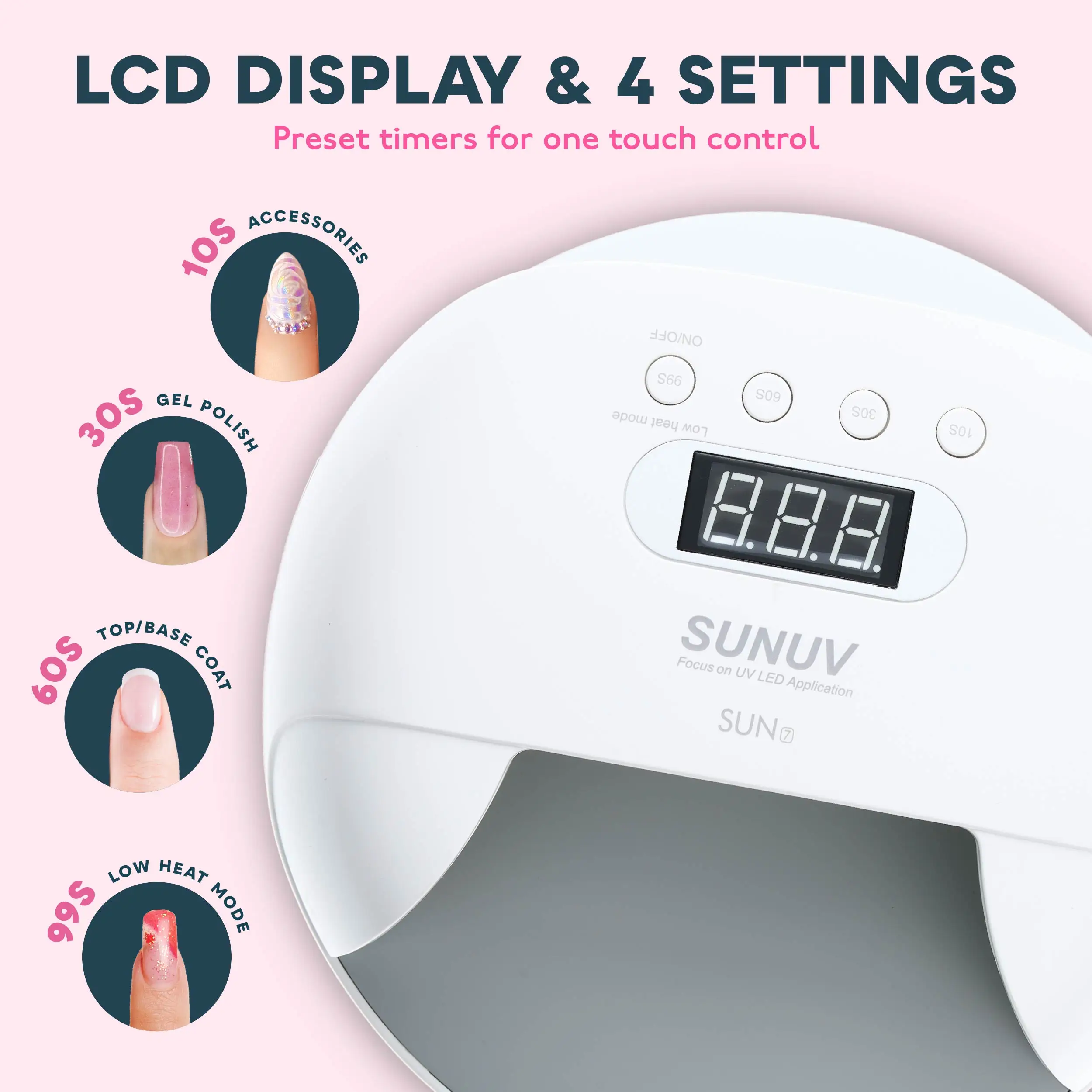 SUNUV UV LED 네일 램프 건조기, 강력한 파워, 빠른 경화 네일 젤, 전문 네일 건조기, UV 젤 건조 도구 기계, SUN7