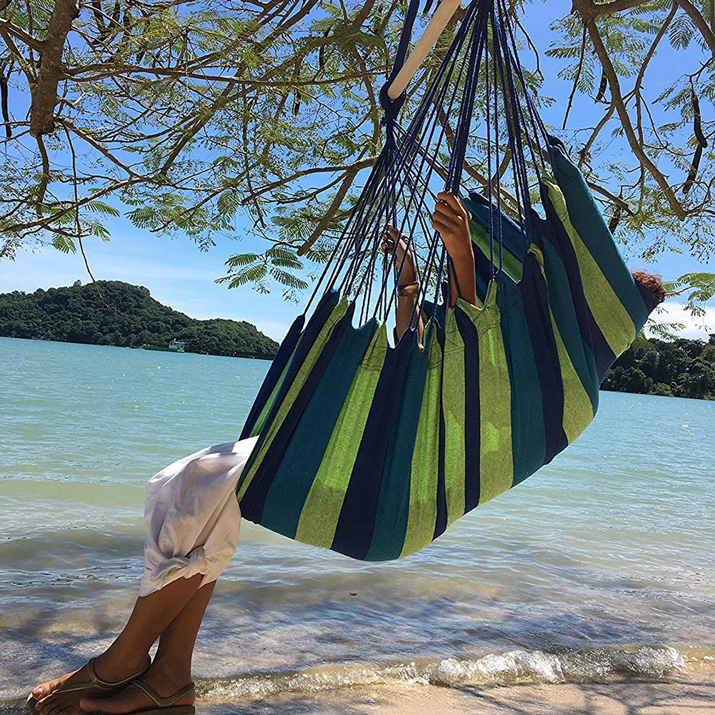 Tassels Hammock Garden Patio White Cotton Swing Chair Bedroom Romantic Indoor Outdoor Hanging Bed Beach Hammocks Chair 2