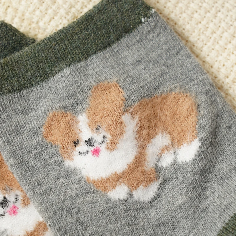 5 Pairs 100% Cotton Kawaii Cartoon Women's Cute Dog Japanese Style Socks
