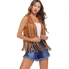 2024 New Ladies' Suede Fringed Jacket Medium-Length Vest Open Cardigan No Buttons Fashionable Women's Outerwear