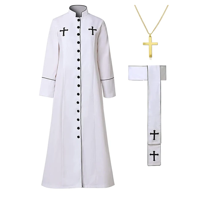 Costume Da Monaco Medievale Con Cappuccio - Completo Di Croce E Cintura Per Halloween E Cosplay