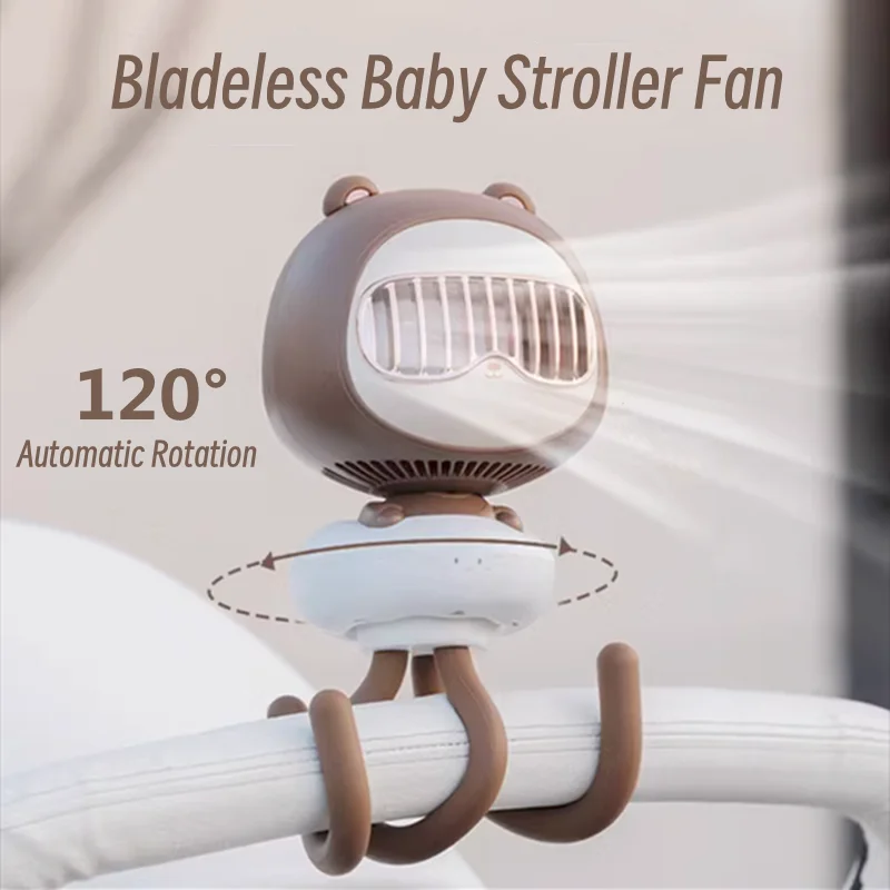 

Baby Stroller Bladeless Fan Portable Wireless Handheld Fan USB Rechargeable Summer Outdoor Air Cooling Ventilator Hand Fan