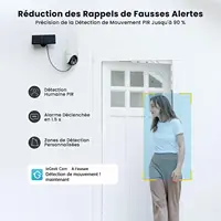 ieGeek Caméra de surveillance WiFi extérieure sans fil 5MP, caméra solaire, caméra 360 degrés, détection PIR humaine, vision nocturne couleur 5
