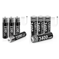 MATOV Li-ion AAA and AA Rechargeable Batteries USB Lithium-ion 3400mWh 1.5V AA Rechargeable Batteries+1100mWh 1.5V AAA Battery 1