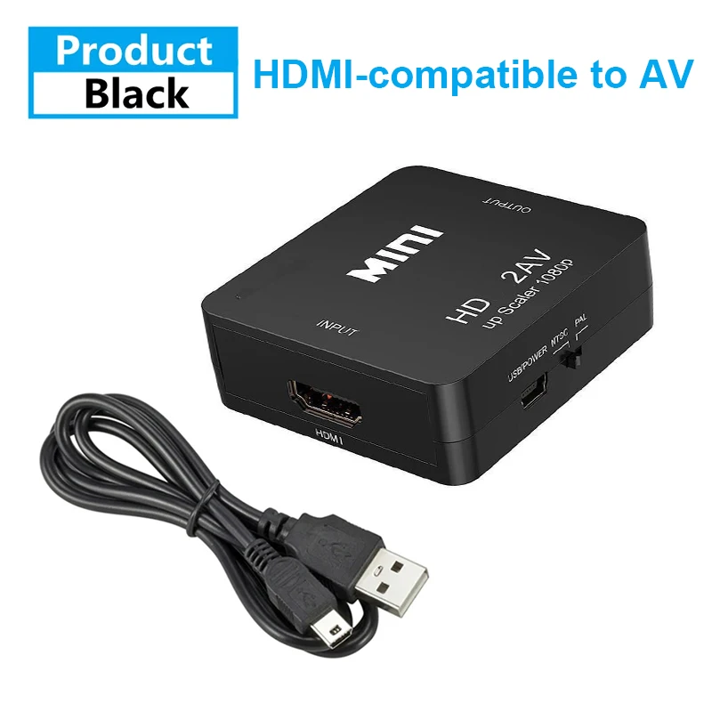 HDMI-kompatibel zu RCA Konverter AV/CVBS L/R Audio Video Set Top Box Up Scaler 1080P MINI Box HD2AV Für PC HDTV Projektor
