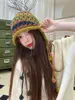Handmade  Knitted Hat Women's Autumn Winter Warm Tassel Ear Protection Ball Ball Long Braid Trendy Knit Cap