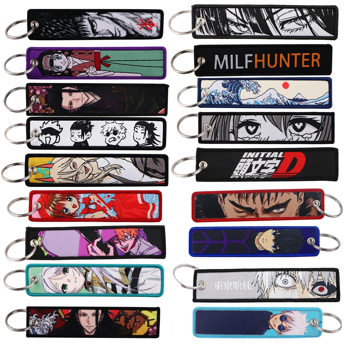 Gojo Satoru Cartoon Keychain Motorcycle Manga Anime Key Chain Men Gifts Cars Key Tag Embroidery Fashion Jewelry