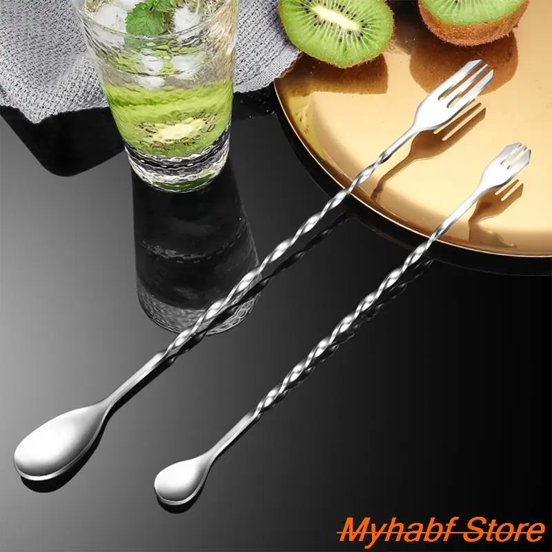 Creative Long Spiral Handle Cocktail Stirring Spoon Stainless Steel Whisky Wine Mixing Spoon Shaker Cocktail Stirrer Bar Tools