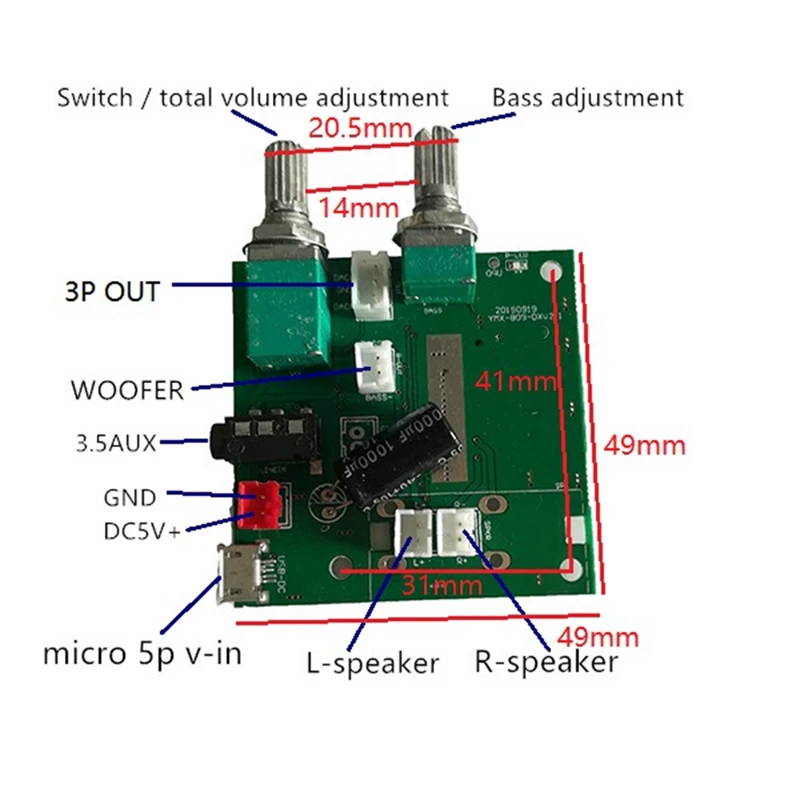 1 Pc 5V 2.1 채널 무선 5.2 BT 10W 전력 증폭기 고품질 무선 증폭기 보드 PCBA