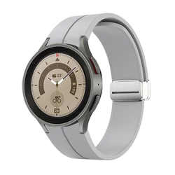 Enhanced Silicone Magnetic Buckle Watch Strap - Premium Design (Available in Multiple Sizes) - Watch 5 Pro 45mm (Silver gray)