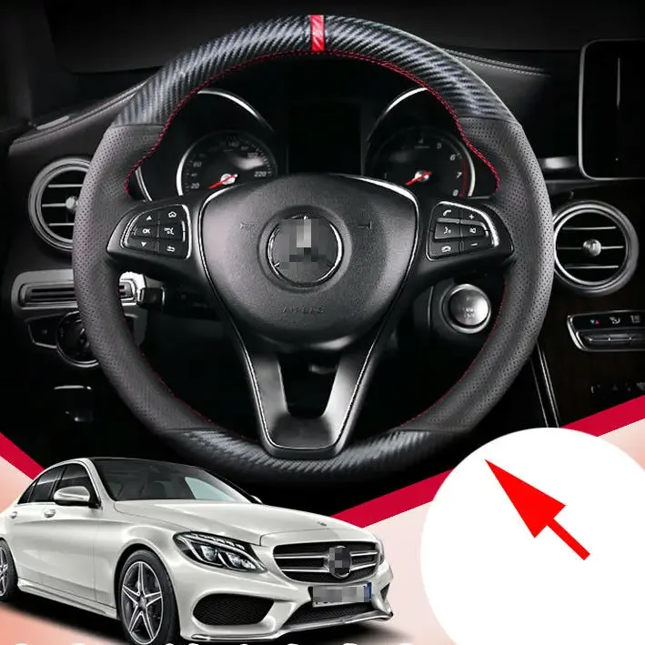 

Чехол рулевого колеса для Benz GLC260 C200L GLA, кожа из углеродного волокна