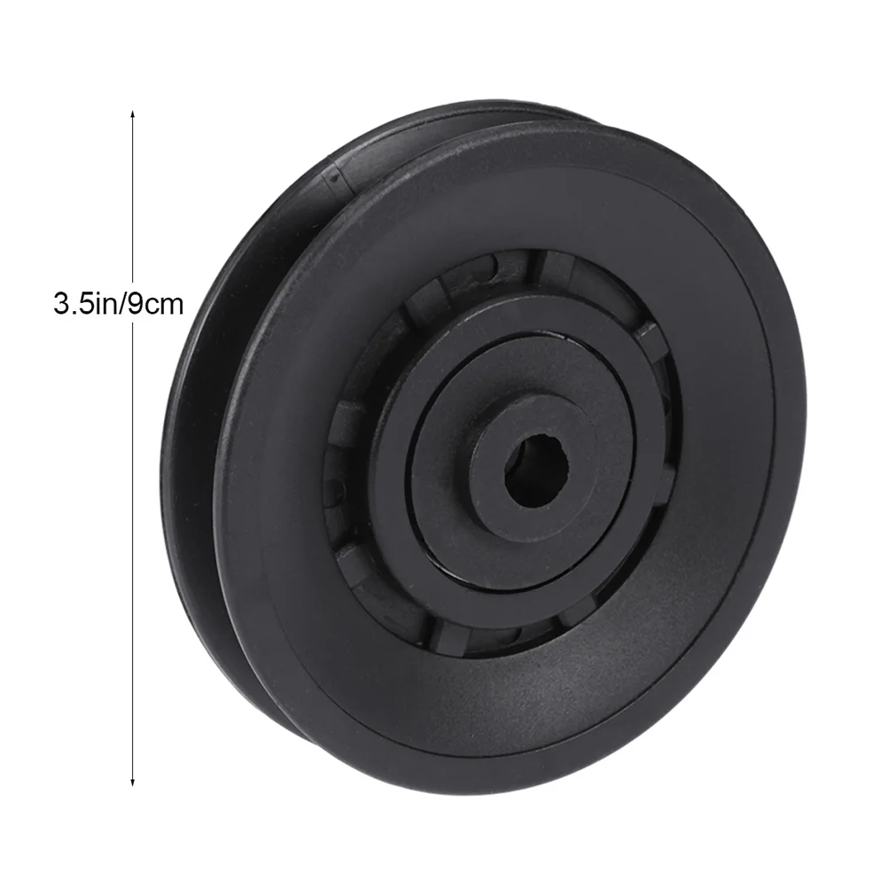 Universal Bearing Pulley Wheel Abration Pulley Bearing 90mm Wearproof Gym Parts Replacement for Fitness Accessories 4pcs Black 2