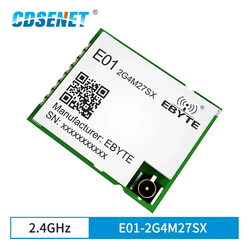 

nRF24L01P 2.4GHz 27dBm Long Range RF Module GFSK SPI CDSENET E01-2G4M27SX IPEX Antenna SMD Wireless Data Transmission Receiver