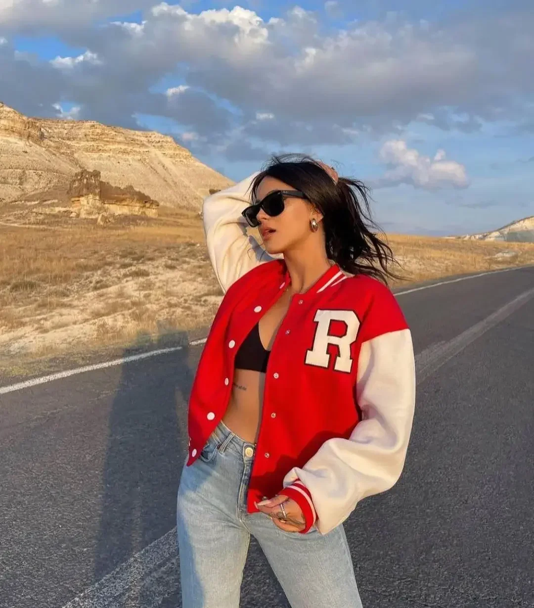 

2024 Spring Women Coat Baseball Letter All-match Coat Female Winter New Thickening Warm Fashion Casual Sport Clothes Ladies