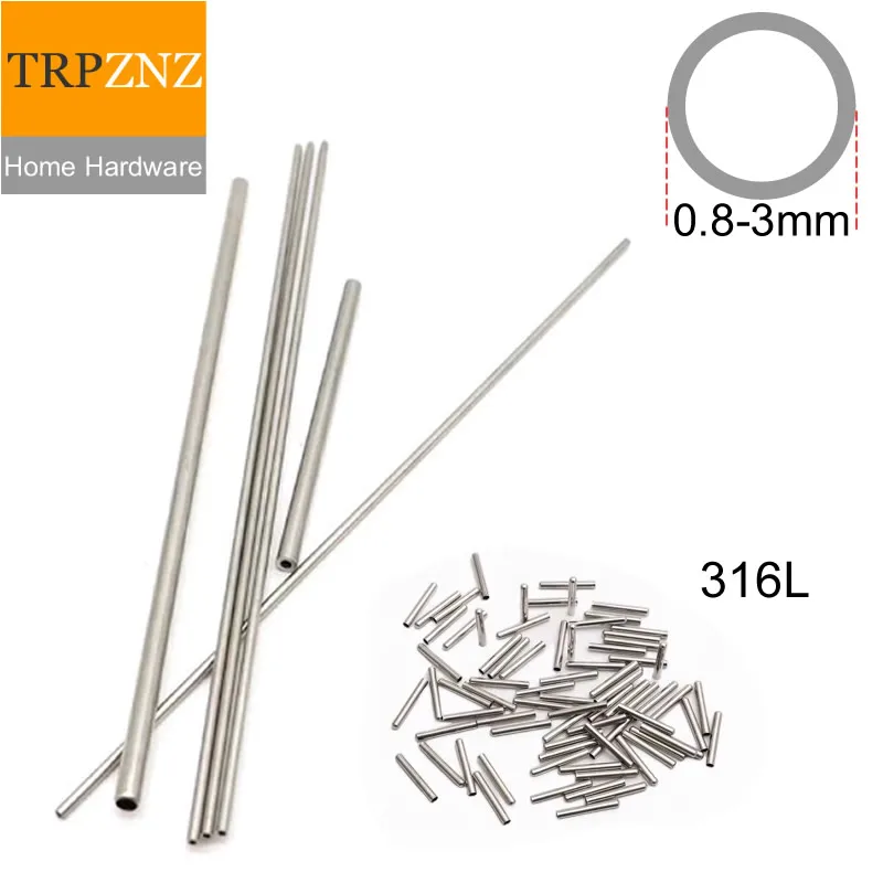 316L 스테인레스 스틸 모세관 파이프 미세 튜브 0.8-3mm OD 50cm 길이 금..