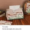 Oil Painting Tissue Case Flowers in the mountains Large Storage Paper Towel Box Leather Durable Desk Decoration for Home 6