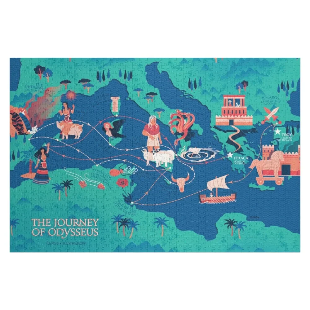 

Odyssey Map - The Journey of Odysseus Jigsaw Puzzle Customizeds For Kids Wooden Decor Paintings Puzzle