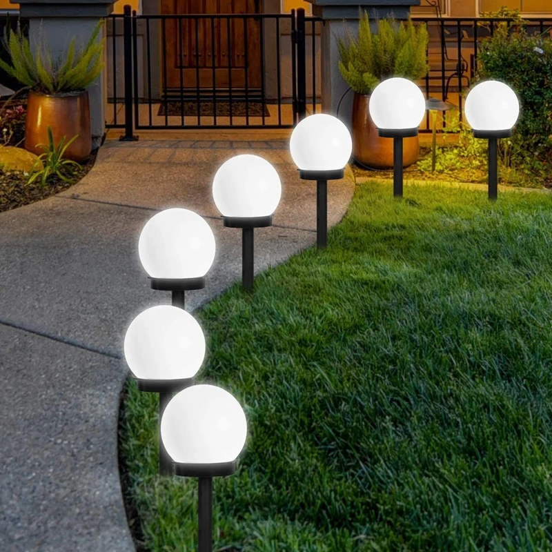 Okrągłe kulki solarne lampy LED droga do ogrodu na trawnik pejzaż z ogrodem  dekoracja oświetlenie zewnętrzne wodoodporne lampy solarne| | - AliExpress