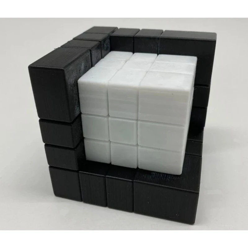 Ben\'s Puzzle Elenco Revestido Cubo Mágico Brinquedos, Ilusão Dentro, Preto e Branco, Espelho Cinza, Branco Lee Mod, 4x4, 4x4x4, V1 Dentro