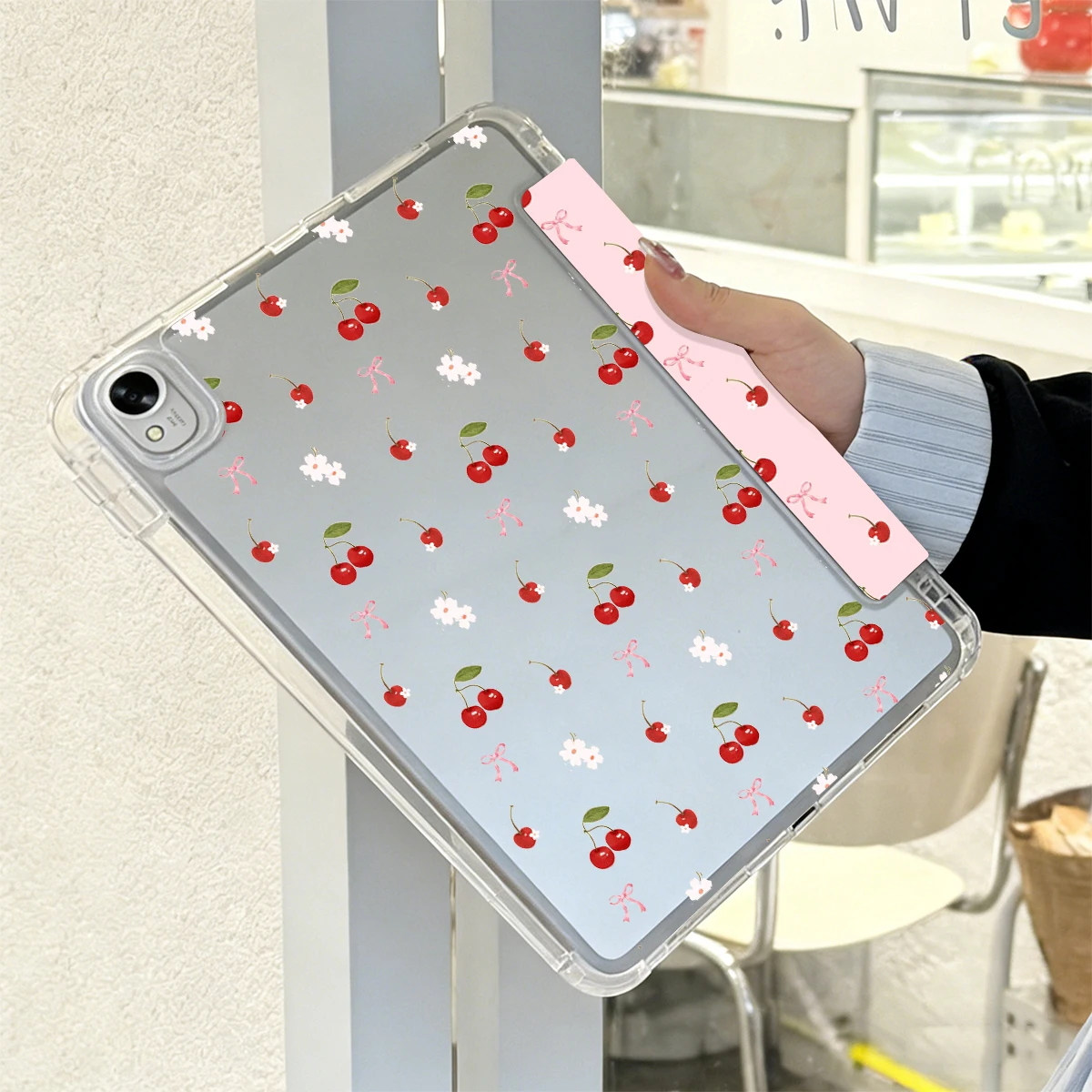 Pink Cherry Print Tablet Case - Stylish Protective Cover