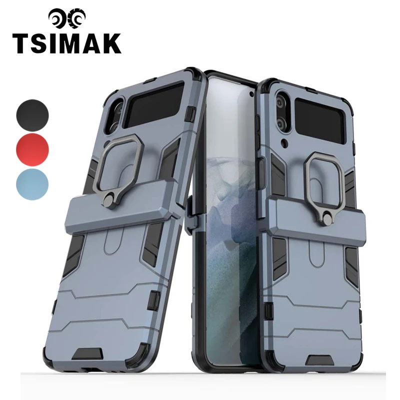 Z Flip 4 Coque Armor Case Per Samsung Galaxy Z Flip 4 Flip4 Zflip 5G Cover Per Telefono Per Samsung Z Flip 4 Ring Holder Back Case